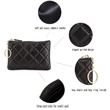DORIS&JACKY Lambskin Leather RFID Wallet Key Chain