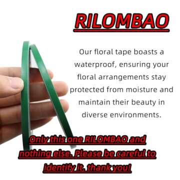 RILOMBAO 2 PCS Green Floral Tape, 0.25" Flower Stem Wrap Tape, Waterproof Florist Tape - Multipurpose Adhesive Florist Tape for Binding Fresh, Flower Bouquets and Floral Craft (98Ft/33Yd/Roll)