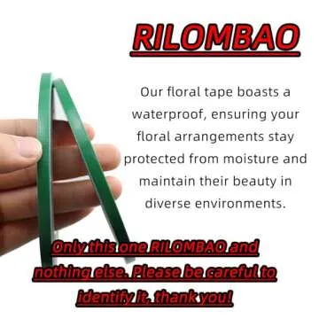 RILOMBAO 2 PCS Green Floral Tape, 0.25" Flower Stem Wrap Tape, Waterproof Florist Tape - Multipurpose Adhesive Florist Tape for Binding Fresh, Flower Bouquets and Floral Craft (98Ft/33Yd/Roll)