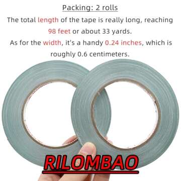 RILOMBAO 2 PCS Green Floral Tape, 0.25" Flower Stem Wrap Tape, Waterproof Florist Tape - Multipurpose Adhesive Florist Tape for Binding Fresh, Flower Bouquets and Floral Craft (98Ft/33Yd/Roll)