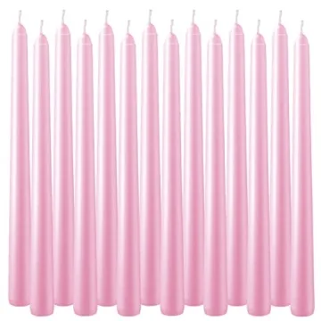 Luxurious Pink Unscented Taper Candles Set of 14