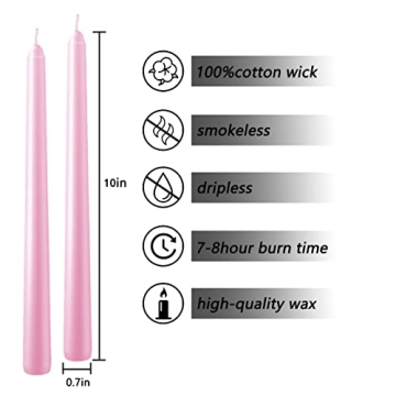Luxurious Pink Unscented Taper Candles Set of 14