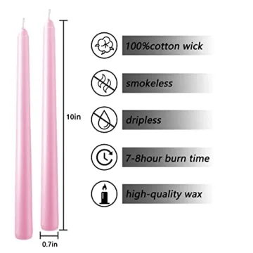 Luxurious Pink Unscented Taper Candles Set of 14