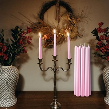 Luxurious Pink Unscented Taper Candles Set of 14