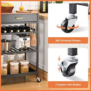 TOOLF Kitchen Island Cart with Drawer and Hooks