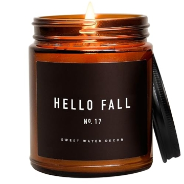 Sweet Water Decor Hello Fall Candle No. 17 | Cider, Cinnamon, Cloves, Apple, and Nutmeg Scented Soy ...