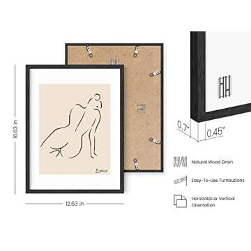 HAUS AND HUES Picasso Line Drawing Poster - Pablo Picasso Abstract Woman Wall Art, Woman Silhouette Minimalist Line Art. Female Figure Wall Print (Black Frame, 12x16)