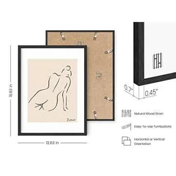 HAUS AND HUES Picasso Line Drawing Poster - Pablo Picasso Abstract Woman Wall Art, Woman Silhouette Minimalist Line Art. Female Figure Wall Print (Black Frame, 12x16)