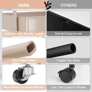 EAGMAK 3 Tier Utility Rolling Cart for All Spaces