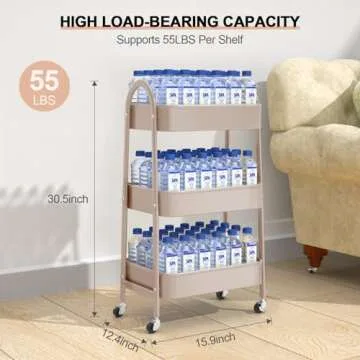 EAGMAK 3 Tier Utility Rolling Cart for All Spaces