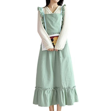 Stylish Pleated Cotton Apron for Cooking and Gardening