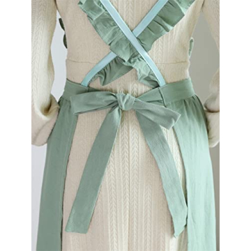 Stylish Pleated Cotton Apron for Cooking and Gardening