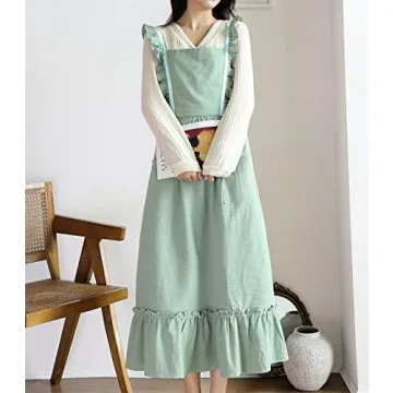 Stylish Pleated Cotton Apron for Cooking and Gardening