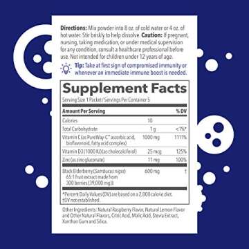 LifeSeasons Clinical Immunity - Elderberry Drink Mix - Protects & Fights for Healthy Immune Response - Immunity Booster - 3X Better Than Vitamin C - Serve Hot or Cold - Vitamin C + D + Zinc - (5 Pack)