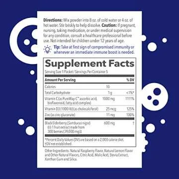 LifeSeasons Clinical Immunity - Elderberry Drink Mix - Protects & Fights for Healthy Immune Response - Immunity Booster - 3X Better Than Vitamin C - Serve Hot or Cold - Vitamin C + D + Zinc - (5 Pack)
