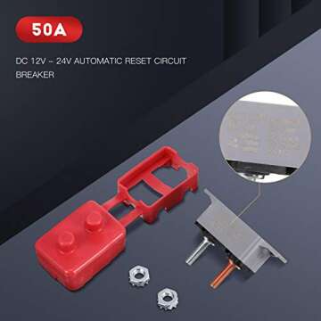 Four 50 Amp Automatic Reset Circuit Breakers for Safety