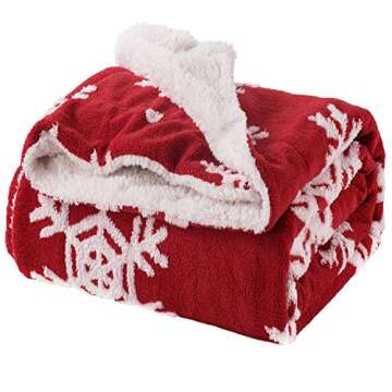 Christmas Sherpa Fleece Throw Blanket Red and White Holiday Blanket 50x60 inches - Fuzzy Warm Throws for Winter Bedding, Couch