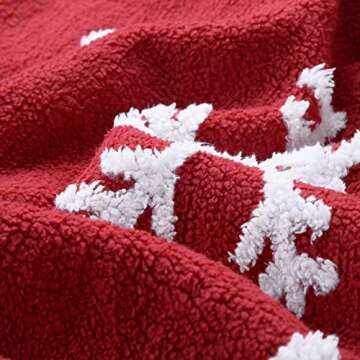 Christmas Sherpa Fleece Throw Blanket Red and White Holiday Blanket 50x60 inches - Fuzzy Warm Throws for Winter Bedding, Couch