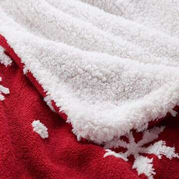 Christmas Sherpa Fleece Throw Blanket Red and White Holiday Blanket 50x60 inches - Fuzzy Warm Throws for Winter Bedding, Couch