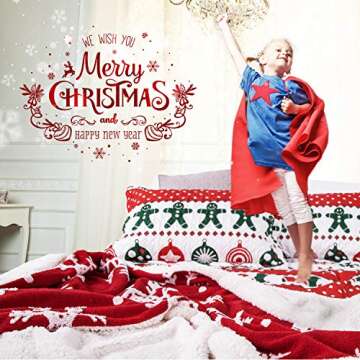 Christmas Sherpa Fleece Throw Blanket Red and White Holiday Blanket 50x60 inches - Fuzzy Warm Throws for Winter Bedding, Couch