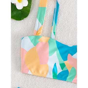 SHENHE Women's Two Piece High Waist Allover Print Swimsuit Bathing Suit Bikini Sets Multicolor S