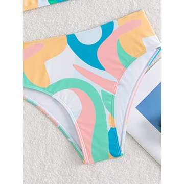 SHENHE Women's Two Piece High Waist Allover Print Swimsuit Bathing Suit Bikini Sets Multicolor S