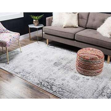 Unique Loom Sofia Collection Area Rug - Casino (6' 1" x 9' Rectangle, Gray/ Beige)