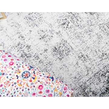 Unique Loom Sofia Collection Area Rug - Casino (6' 1" x 9' Rectangle, Gray/ Beige)