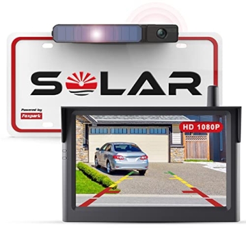 Solar Wireless Backup Camera with 5" 1080P Monitor, 3 Mins DIY Installation & Rear View Camera IP69K...