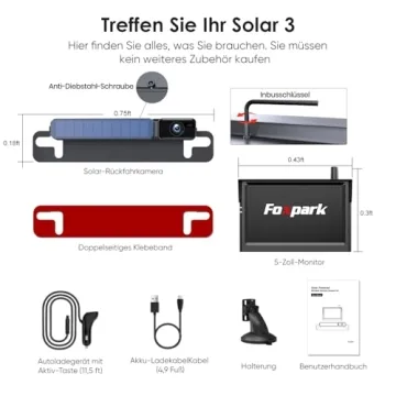 Solar Wireless Backup Camera with 5" 1080P Monitor