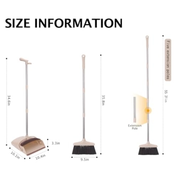 XXFLOWER Adjustable Broom and Dustpan Set for Easy Cleaning