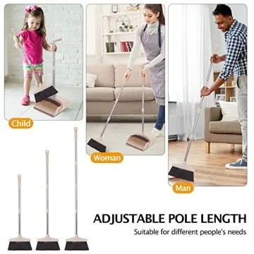 XXFLOWER Adjustable Broom and Dustpan Set for Easy Cleaning