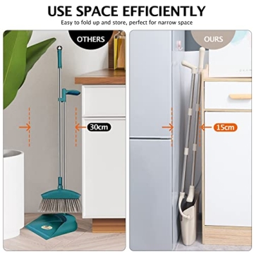 XXFLOWER Adjustable Broom and Dustpan Set for Easy Cleaning