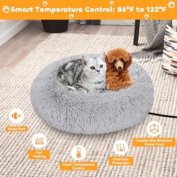 Heated Cat Bed with Removable Heating Pad for Year-Round Comfort