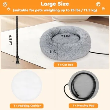 Heated Cat Bed with Removable Heating Pad for Year-Round Comfort
