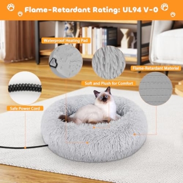Heated Cat Bed with Removable Heating Pad for Year-Round Comfort