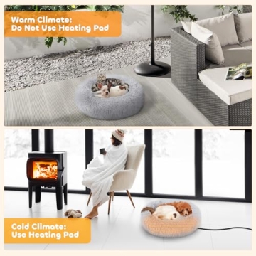 Heated Cat Bed with Removable Heating Pad for Year-Round Comfort