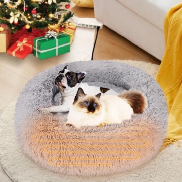Heated Cat Bed with Removable Heating Pad for Year-Round Comfort