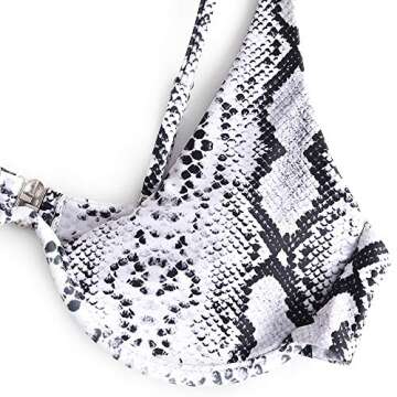 ZAFUL Women's Marble Print Underwire High Cut Push Up Bikini Set Swimsuit (B-Snake, S)