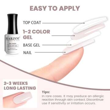 RARJSM Light Pink Nude Gel Nail Polish - 15ml Capacity
