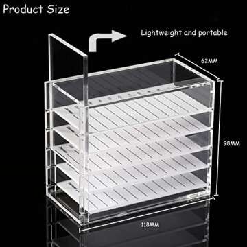 LXIANGN Acrylic 5 Layers Clear Eyelash Storage Box Lash Display Organizer Eyelash Storage Tray for Grafting Lash Extension