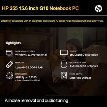 HP 17.3" Touchscreen Laptop with Intel 4-Core Processor, HDMI, Type C, Windows 11 and Office 365 for...