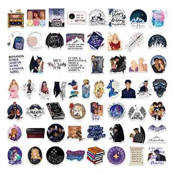 Liphontcta 60Pcs Cartoon Acotar Merchandise Stickers for Laptop Cellphone Water Bottle Skateboard Luggage Car Bumper WJHSL