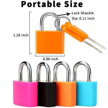 4 Pcs Suitcase Locks with Keys Multicolor Mini Keyed Padlock Febwind Metal Padlock Luggage Padlocks ...