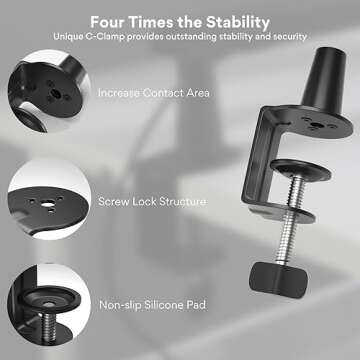 MAONO Microphone Arm, Mic Boom Arm with Cable Management Channels, Desk Clamp, Versatile Mounting, and Fully Adjustable, Heavy Duty Microphone Stand for Podcast (Low Profile (BA92 Black))