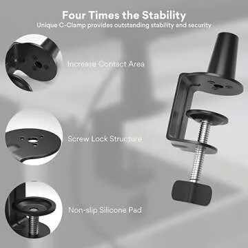 MAONO Microphone Arm, Mic Boom Arm with Cable Management Channels, Desk Clamp, Versatile Mounting, and Fully Adjustable, Heavy Duty Microphone Stand for Podcast (Low Profile (BA92 Black))