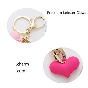 Yrrue Accessories Keychains for Women's Bags - Colorful Sweet Heart Pendants Car Keychains Cute Shapes Accessories for Women (Keychain-A-pink)