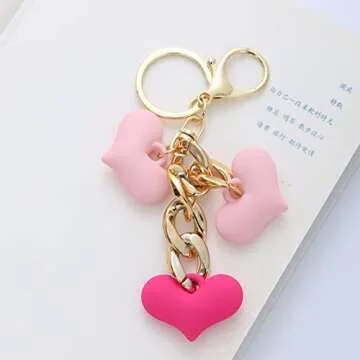 Yrrue Accessories Keychains for Women's Bags - Colorful Sweet Heart Pendants Car Keychains Cute Shapes Accessories for Women (Keychain-A-pink)