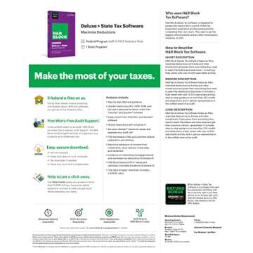 H&R Block Tax Software Deluxe + State 2022 with Refund Bonus Offer (Amazon Exclusive) [PC Download] (Old Version)
