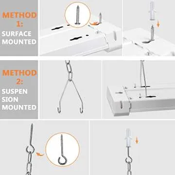 OOOLED 4FT Linkable 42W 4800LM 5000K LED Ceiling Lights for Garages, Pull Chain ON/Off, Linear Work Light Fixture with Plug, 2 Pack